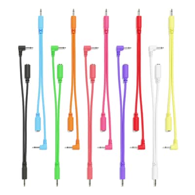 ExcelValley [10-Pack | 10 cm - 3.94"] Right Angle Hopscotch Mono Splitter Y Patch Cables TS 3.5mm 1/8" Eurorack Synth image 7