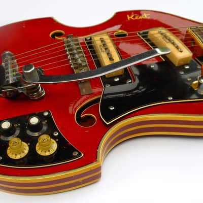 KENT  [Kawai/Teisco] 1967 Model 834  Violin-Shape HollowBody Cherry Red Stain - Original - Complete image 13