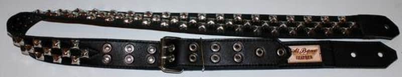 Al Bane For Leather - Checkerboard 2" 5/8"  Silver Stud on Black Leather image 1