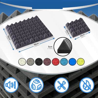 24 Pieces of 25 X 25 X 5 cm Pyramid Pearl White Acoustic Home Studio Soundproof Treatment Accessories Foam Wall Panel image 2