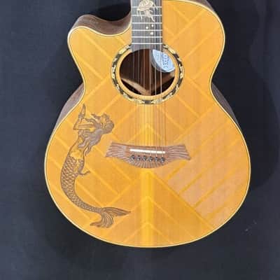 Blueberry LEFT HANDED Acoustic Guitar Grand Concert Mermaid Motif - NEW IN STOCK image 13