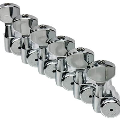 Hipshot CHROME 6-InLine Grip-Lock Non-Staggered Vintage Post Guitar Tuners w/UMP image 3