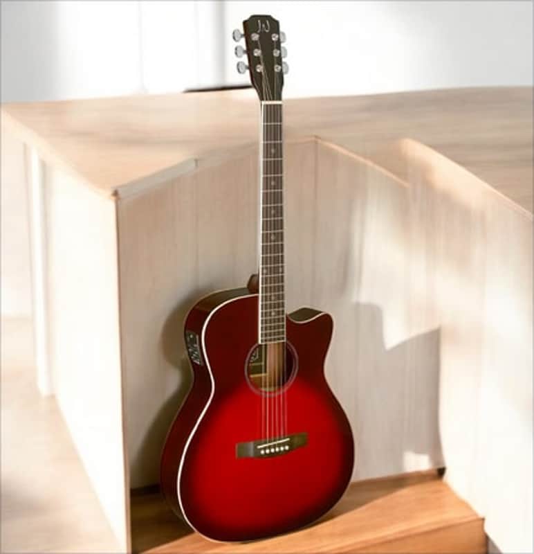JN Guitars BES-ACE TRB Bessie Series Acoustic-Electric Auditorium, Solid Spruce Top, Red Burst image 1