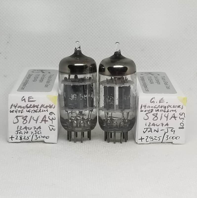 GE JAN 5814A Gray Plates, Very Well Matched (5.8%) Pair NOS 12AU7 12AU7A 5814 image 1