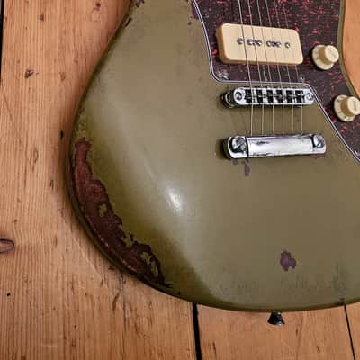 Custom Jazzmaster green electric guitar relic with P90 pickups 2025 image 4