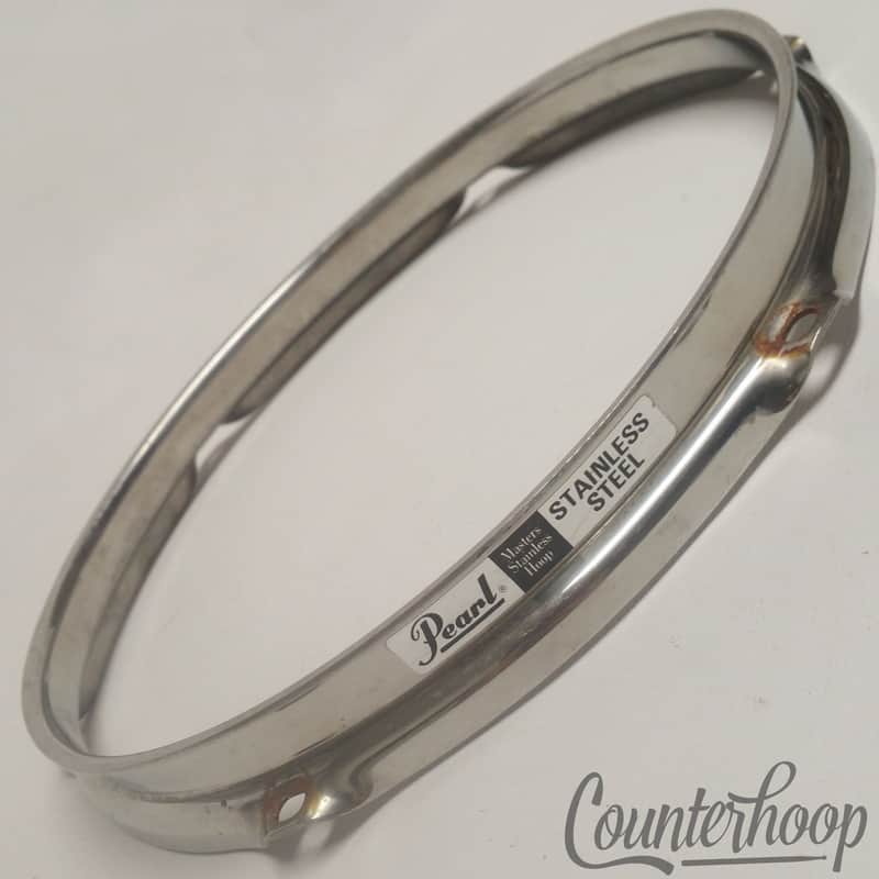 Immagine Pearl 10" Stainless Steel Tom Drum Hoop Vintage 90s Rare Batter/Resonant Rim - 1