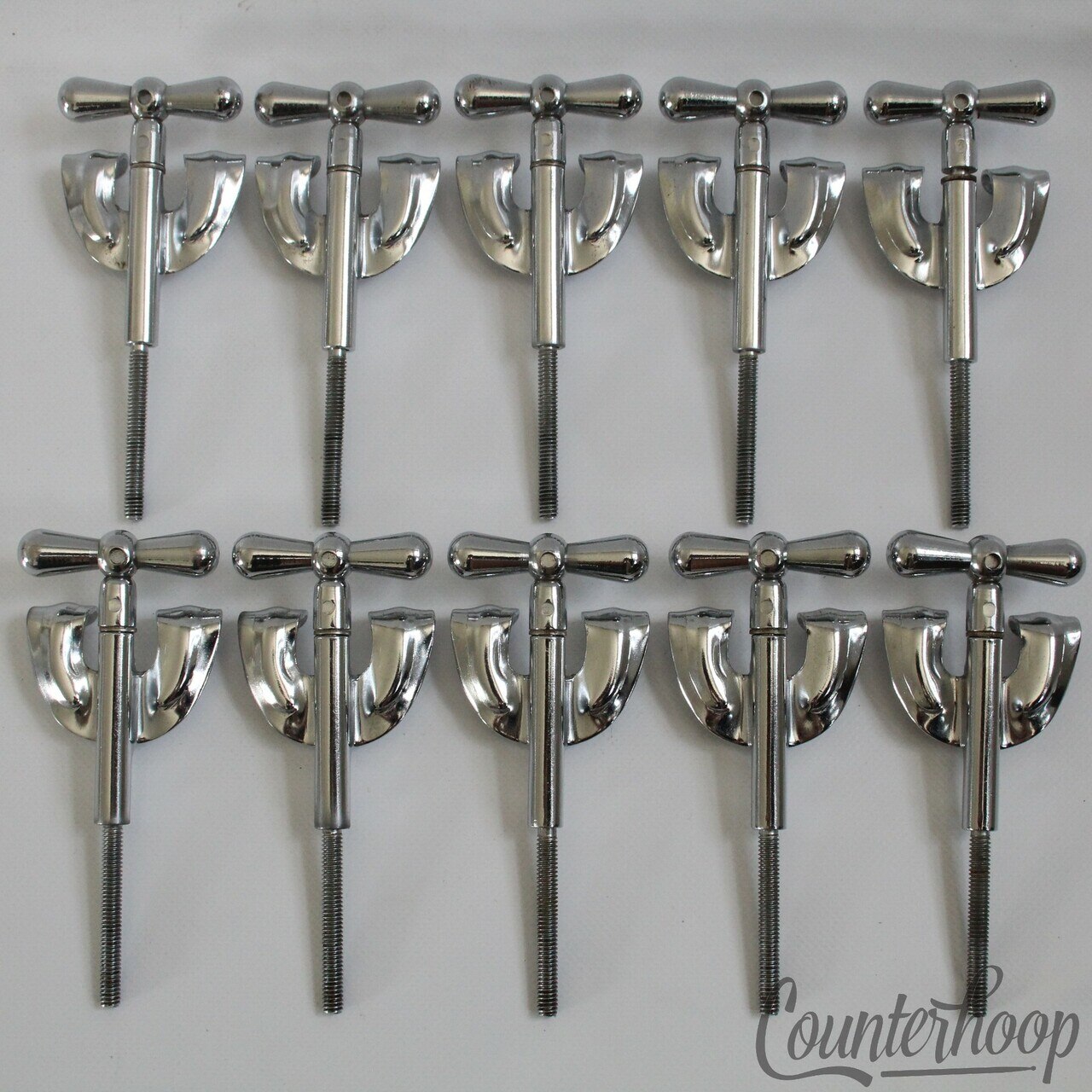 Rogers 10x Bow-Tie Bass Drum Tension 3 3/4" T-Rods Chrome 60s Holiday Cleveland — main photograph