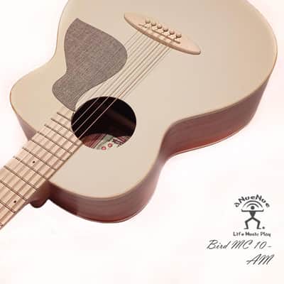 aNueNue Bird MC10 - AM Almond Milk Solid Sitka Spruce & Mahogany Travel Guitar image 4