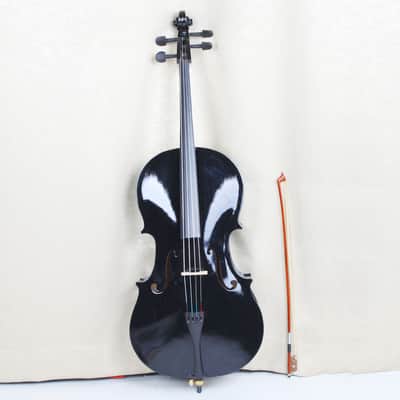 4/4 Wood Cello Bag Bow Rosin Bridge 2020s Black image 7