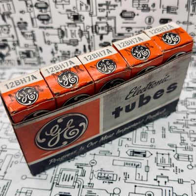 GE 12BH7A Grey Plates O‑Getter 1961 NOS Factory Matched Set – Preamp/Driver Tubes image 20