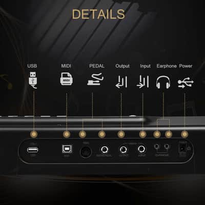 Glarry GPP-106 88 Key Folding Piano Semi-Weighted Standard Keyboards Digital Piano with MIDI Bluetooth, Handbag, Headphone, for Piano Lovers 2020s - Black image 8