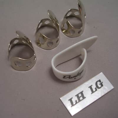 Dunlop 4 Piece LEFT HAND Finger Pick Set, .020", Includes Large LH Thumbpick image 1