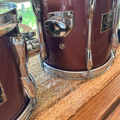 Vintage Pearl Export Series 8" and 10" Toms w/ Long Lugs & Purple-ish Wrap 1990's image 5