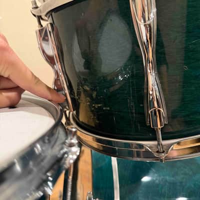 ~RARE!~ MIJ Yamaha Recording Custom 4-Piece 10/12/16/22 Drum Kit Set in Deep Aqua Stain Lacquer image 11