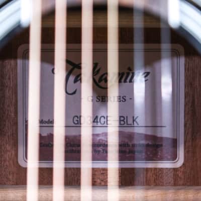 Takamine GD34CE-BLK Gloss Black Dreadnought Cutaway Acoustic Electric Guitar w/Bag image 10