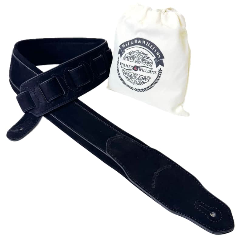 Walker & Williams NL-04-BLK New Black on Black "Skinny" 2" Super Soft Full Grain Nubuck Leather Strap image 1