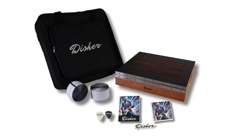 Disher Adjustable Guitar Pedalboard (Club/Medium Size) 16'' x 15.5'' x 3.5'' Durable Wooden and Rubber Coated Pedal Board for Guitar Effects Pedals image 1