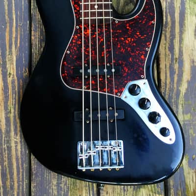 Fender Deluxe Active Jazz Bass V 5 string MIM Mexico black GREAT player CLEAN image 2
