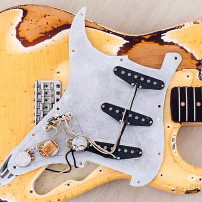1960 Fender Stratocaster Partscaster w/ Olympic White Heavy Relic Body, Don Mare Super Sports Pickups, Case image 19