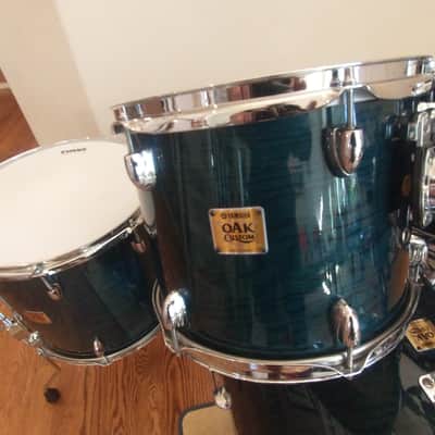 Yamaha Oak custom drums made in Japan uzikuri emerald lacquer pro heads excellent image 8