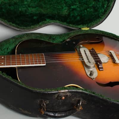 Dobro  Electric Spanish Arch Top Hollow Body Electric Guitar (1936), ser. #122, original black hard shell case. image 20