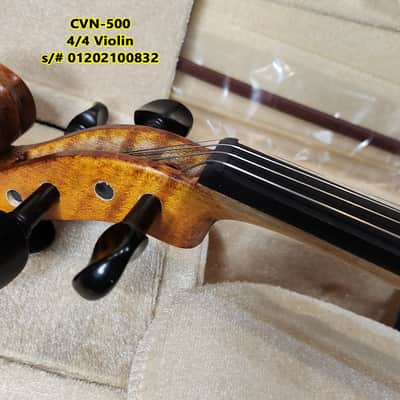 Cecilio 4/4 Deluxe Student+ Violin Aged 2 Years+ Tonewoods Solid Spruce Top Flamed Maple,Neck & sides, Inlaid Purfling, All-Ebony Components, Independent Fine-Tuners, Mongolian Horsehair Brazilwood Bows, Satin Antique Finish image 7