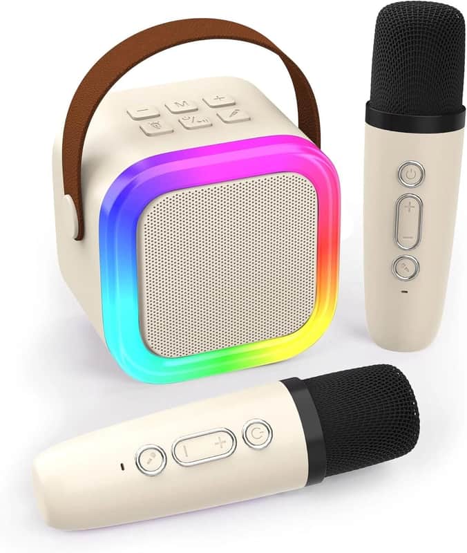 Mini Bluetooth Karaoke Machine with 2 Wireless Microphones – RGB Lights, Portable Speaker for Kids & Adults image 1