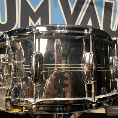 Slingerland - 1960s 6.5x14" Chrome over Brass Radio King – No. 142,  Niles Badge image 7