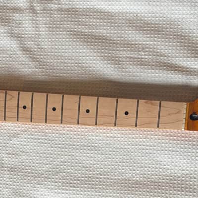 Fender Squire Tele,Telecaster Guitar NECK, CUSTOM UPGRADED to simulate a 60's Neck, with a NEW vintage Nitrocellulose Amber Finish,Kluson style tuners, New Vntage Tele Neck Logo decal image 1
