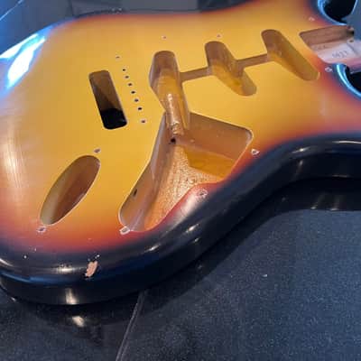 MJT Vintage Aged Nitro Guitar Body VTS 3 Tone Burst Body Only No  Parts Incuded image 12