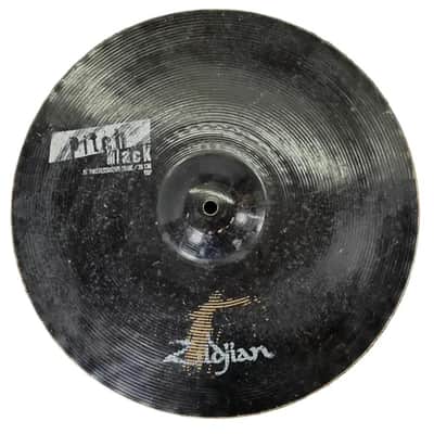 Used Zildjian Pitch Black Hi Hat Cymbals 15" - Good image 2