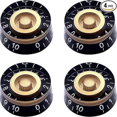 4Pcs Guitar Knobs,Amber Top Hat Knobs Electric Guitar Bass Speed Control Knobs Volume Tone Control Knobs Fits 6mm/0.24" Rotary Shaft Musical Instruments and Radios Parts Replacement image 1