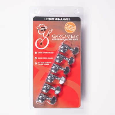 Grover 406C6 Mid-Size Locking Rotomatic Guitar Tuners 6 In line Chrome image 1