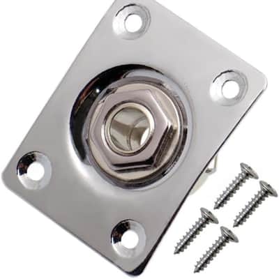 JD.Moon Square Metal 1/4 Output Jack Plate Input Jack Socket for Electric Guitar Bass (Chrome) image 1