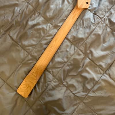 Roasted Maple Guitar Neck, Fits Strat Style, 9.5 radius, half paddle, BLOCK inlay image 3