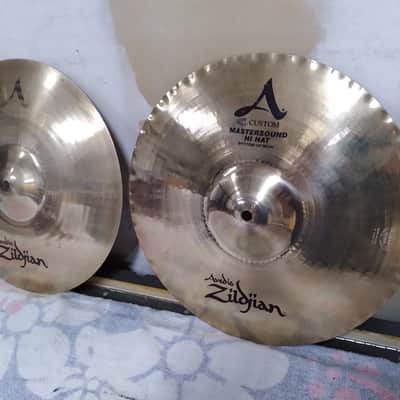 Zildjian 14" A Custom Mastersound Hi-Hat Cymbals (Pair) 1999 - Present - Brilliant image 4