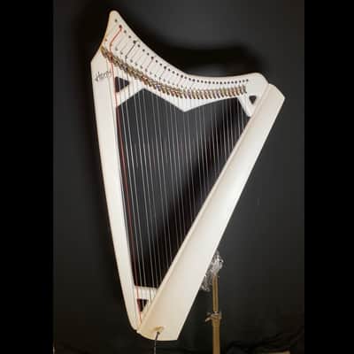 33 String Athena Harpy with Levers - Electric-Acoustic Harp - White Matte image 1