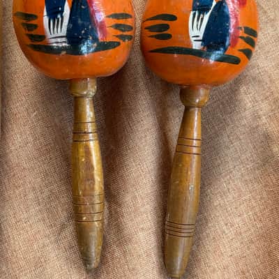 Vintage Hand Painted Maracas Guiro and Rhythm Sticks image 2