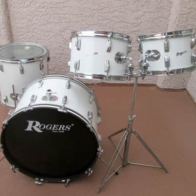 Rogers Vintage Londoner Drum Set Fullerton  White Swivomatic Script 22,12,13,16 READ image 21