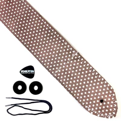 Brown Polka Dot Leather Premium Leather Guitar Strap-Polka Dot Leather Guitar Strap-Leather Guitar Strap-Acoustic, Electric Bass Guitars image 2