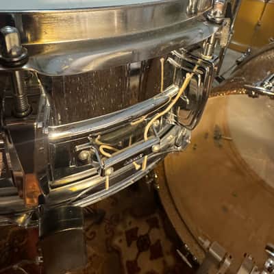 Ludwig No. 400 Supraphonic 5x14" 10-Lug Aluminum Snare Drum with Pointed Blue/Olive Badge 1969 - 1979 Chrome-Plated image 16