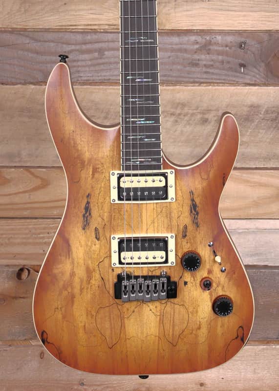Schecter C-1 Exotic Spalted Maple Electric Guitar Satin Natural Vintage Burst image 1