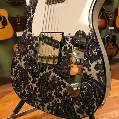Crook Baritone Telecaster Black Paisley Silver Sparkle Matching Headstock image 7