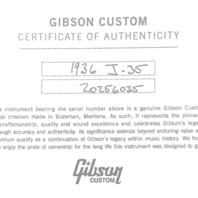 Gibson Custom Shop 1936 J-35 - Vintage Sunburst #56035 image 12