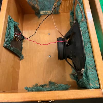 Rotary Connection 2x8 portable light up guitar speaker cabinet. Semi Open. 8 ohms/50watts. Vintage speakers and style/sound. Cuts in half for travel. Utah/pyle speakers. 2026 - Blonde/Green image 12