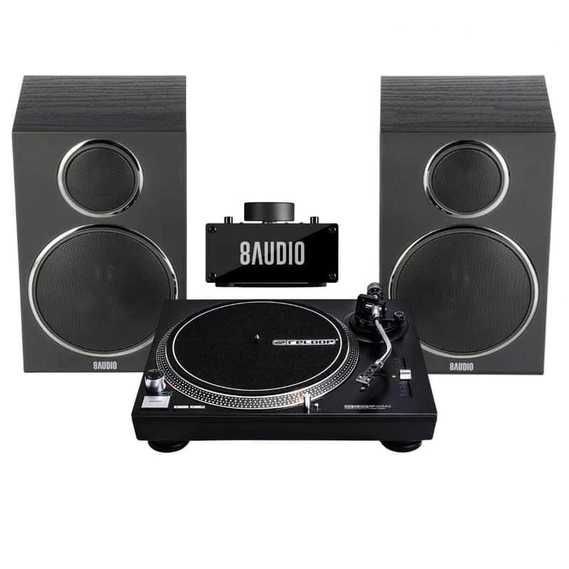 Reloop Belt Drive Turntable with AAV-8XA Amplifier and Full Range Speakers