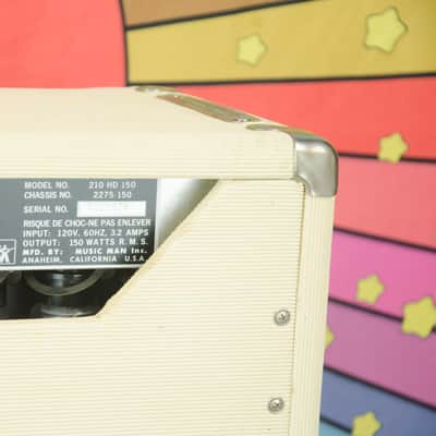 Vintage Music Man 210 HD-150 Cream Pinwale Tolex Tube Guitar Amp, Heavy Duty Speakers image 11