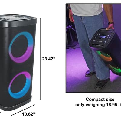 (2) Rockville BASS PARTY 65 V2 Rechargeable LED Wireless Link Bluetooth Speakers image 3