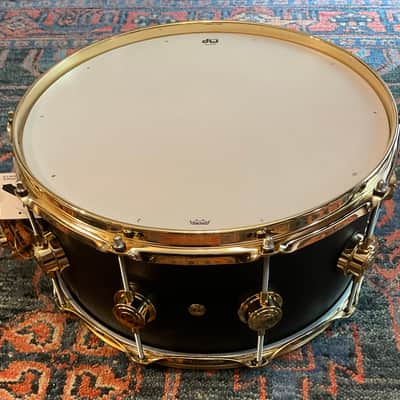 Dw Collectors 6.5 x 14 Aluminum 3mm Snare Drum - Black Powder Coated w/Gold Hw image 9