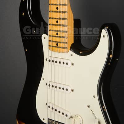 Fender Custom Shop 55 Stratocaster Heavy Relic Aged 2017 - Black Over Chocolate Two Tone Sunburst (COD 2136UG) image 7